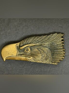 Vintage 1976 Eagle Brass Belt Buckle The Great American Buckle Co SN # 120 USA
